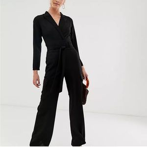 ASOS DESIGN Black Long Sleeve Tux Jumpsuit Cargo Pocket sz 6 NWOT